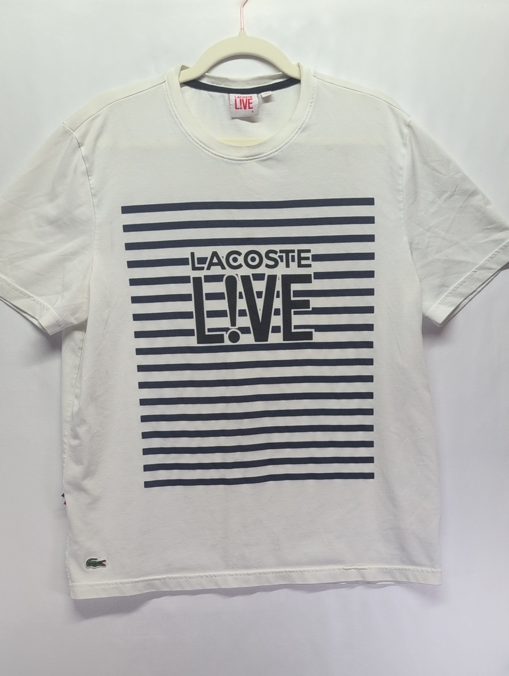 354-Lacoste White Graphic Tee